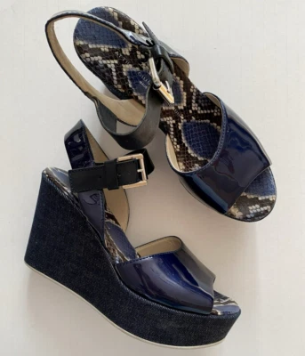 Сандалии из джинсовой ткани AGL Attilio Giusti на танкетке темно-синие сделано в Италии размер 38,5/8,5 США - Изображение 1 из 4