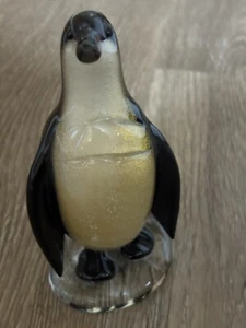 GREAT VINTAGE MURANO ITALY ART GLASS GOLD DUST PENGUIN BIRD FIGURE - Picture 1 of 9