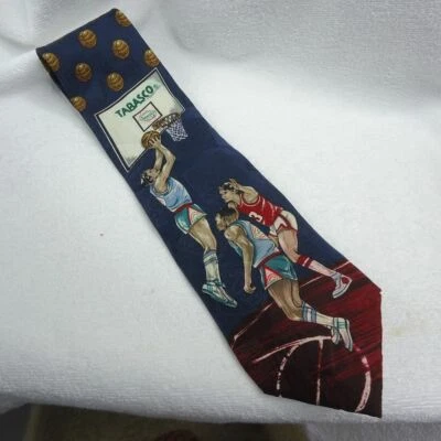 Corbata de cuello con gráfico de baloncesto azul marino Tabasco vintage para hombre Foto 1 de 4
