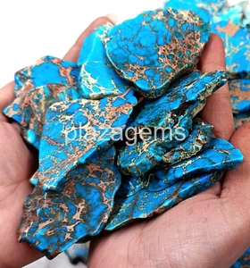 Natural Certified Uncut Rough Blue Turquoise Slab Loose Gemstone k - Picture 1 of 17