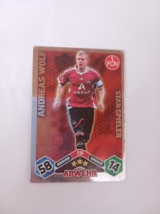 Match attax card Andreas Wolf 1.FC Nuremberg NEW 