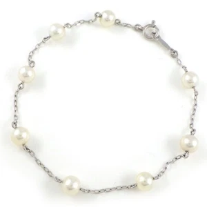 MIKIMOTO Pulsera Estación 8 Puntos Perla 750 (18K) Oro Blanco - Imagen 1 de 5