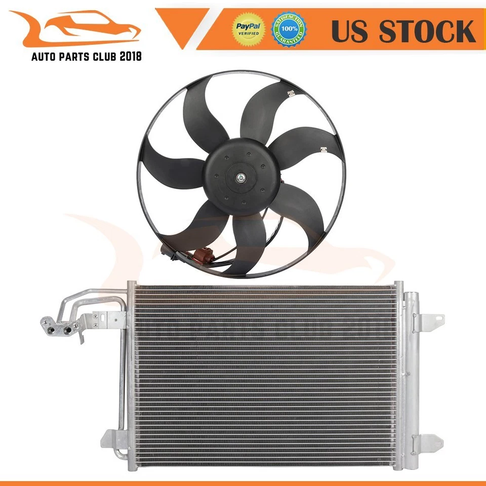 AC Condenser and Cooling Fan Assembly Fit for 2008-2009 Audi TT 2006-2013 Audi - Image 1 of 4