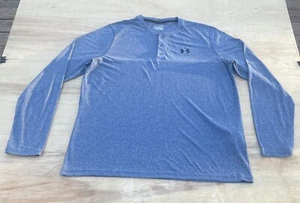 UNDER ARMOUR Expanse Heat Gear manica lunga Henley sciolto uomo blu TAGLIA XL - Foto 1 di 4