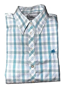 Lilly Pulitzer Womens Button Up Shirt 10 Blue Green Plaid Logo Cotton Casual - Picture 1 of 5