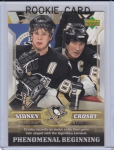 SIDNEY CROSBY ROOKIE CARD w/ MARIO LEMIUEX 2005 Pittsburgh Penguin Hockey NHL RC - Picture 1 of 2
