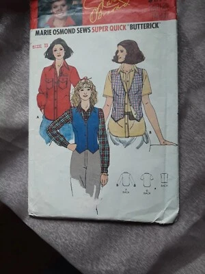Vtg Butterick Marie Osmond Shirt & Reversible Vest Sizes 10-14 Pattern 6267 - Image 1 of 2