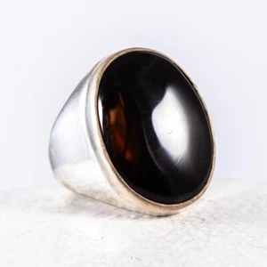 Anello in argento sterling 925, molto elegante, massiccio, grande, anello, onice, misura 60 - Foto 1 di 4