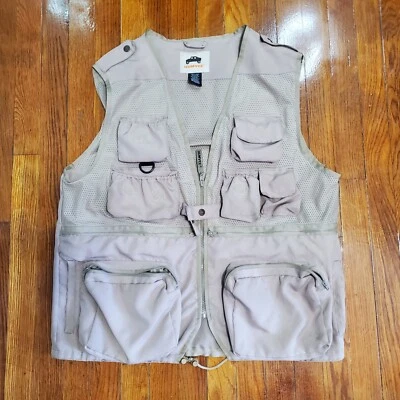 Humvee Safari Vest Mens Large Hiking Fishing Hunting Biege Brown  - Image 1 of 4