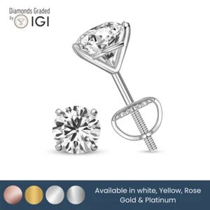 IGI 2.02 Carat EVS1 Round Cut Martini Lab Diamond Stud Earrings-18k White Gold - Picture 1 of 4