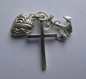 Sterling Silver Large Faith, Hope and Charity Charm 3.4g - Picture 1 of 2