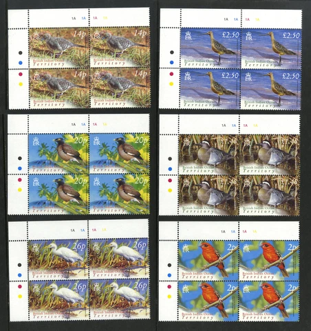 M5882 British Indian Ocean Territory 2004 SG296/307 - Birds PLATE (1A) blocks Cover