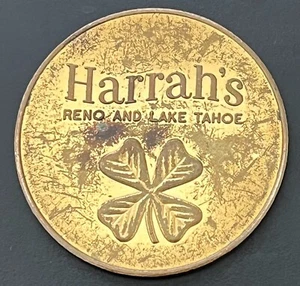 Harrah's Four Leaf Clover Reno and Lake Tahoe Lucky Token Good Luck Coin - Picture 1 of 2