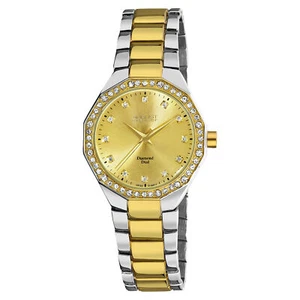 Women's August Steiner AS8044TTG Genuine Diamond Dial Marker Crystal Bezel Watch - Picture 1 of 1