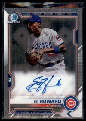 Ed Howard 2021 Bowman Chrome Prospect Auto #CPA-EHO Chicago Cubs - Image 1 of 3