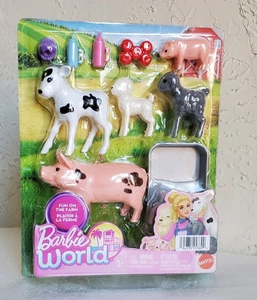 Barbie World Fun on the Farm Animal Playset Mattel Mucca, Maiale, Agnello e Accessori - Foto 1 di 4