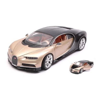 BUGATTI CHIRON 2016 GOLD BLACK 1:24-27 Welly Auto Stradali Modellino Nuovo - Immagine 1 di 3