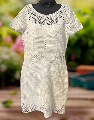 Lauren Ralph Lauren Crochet Crocheted Dress Size Small Short Sleeve LRL Sheath - Image 1 of 4