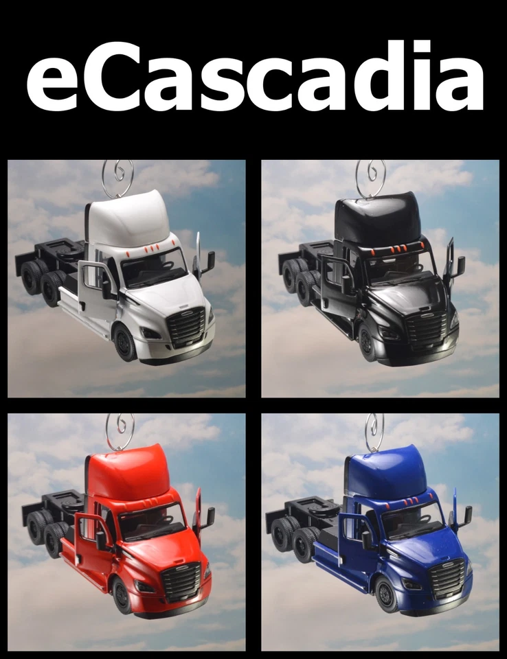 Freightliner eCascadia Semi Tractor Escala 1/64 Árbol de Navidad Adorno Foto 1 de 1