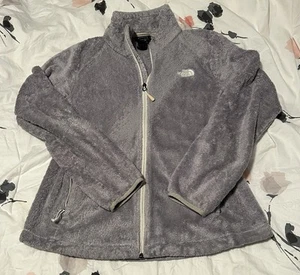 The North Face Damen Jacke mittelgrau weiß Schriftzug Logo vorne Outdoor - Bild 1 von 8