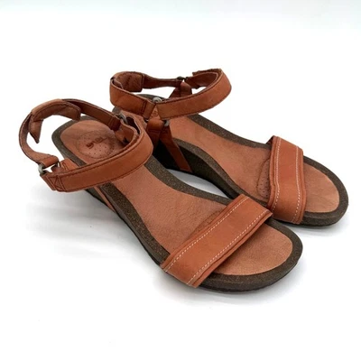 Teva Ysidro Stitch Strappy Leather Ankle Strap Wedge Casual Comfort Sandals 8.5 - Image 1 of 4