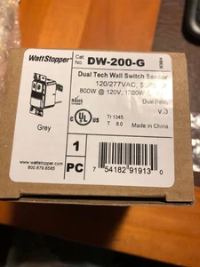 Legrand WattStopper DW-200-G Dual Tech Sensor Relay Wall Switch, Gray - Picture 1 of 4