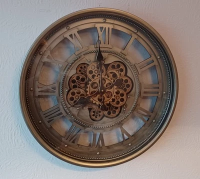 Large Wall Clock With Moving Cogs And Gears  - Image 1 of 2