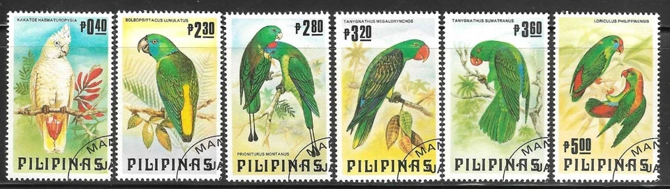 Estampillas de Filipinas 1984 SC# 1655-1660 loros MNH Foto 1 de 2