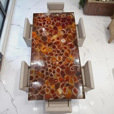 Handmade Onyx Stone Dining Table Slab – Gemstone Kitchen & Home Decor Furniture - Image 1 of 4