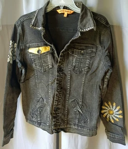 Most Wanted Denim Jacket Black Women's Small Distressed - Picture 1 of 18