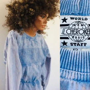 Vintage 80’s CHEROKEE Denim Chambray SLOUCHY DRESS Size 12 - Picture 1 of 12
