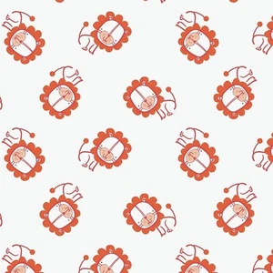 Lion Printed White Flannel Cotton Fabric by The Yard - Picture 1 of 1