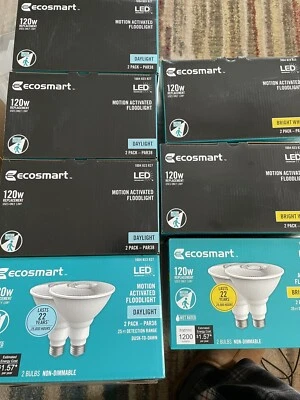 7X 2 PK EcoSmart 120-W (13W)PAR38 LED Motion Sensor Flood Light (4xdaylit+3 BrWT - Image 1 of 4