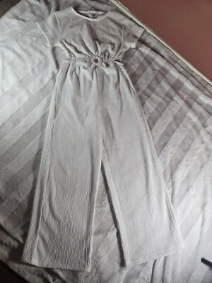 Mono mameluco Zara niños niñas blanco texturizado tejido cintura lateral recortado 10 140 Foto 1 de 4