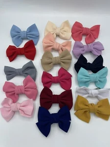 Assorted Hair Bow Clips Fabric Ribbon Baby Toddler Girl Hair Barrette Set Of 17 - Picture 1 of 11