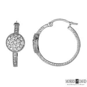 0.77 Carat Natural Diamond Hoop Earrings G SI 14K White Gold - Picture 1 of 1