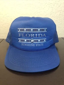 Vintage Speedway Florida Sunshine State Hat Trucker Snapback Blue Bangladesh - Picture 1 of 12
