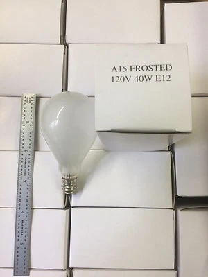A15 Frosted 120V 40W E12 Bulbs - Case of 50 - I2916 - Image 1 of 2
