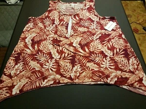 Camicetta da donna New York Laundry taglia 3X disegni foglia beige sottile collana buco della serratura - Foto 1 di 11