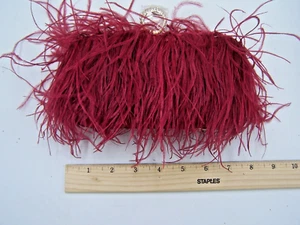 Women's Metal Handbag Luxury Ostrich Feather Party Chain Bag Handheld Wallet - Picture 1 of 6