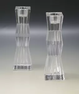 JUEGO DE 2 CANDELABROS ORREFORS CRISTAL MODERNO ELEGANTE CRISTAL CONGELADO - Imagen 1 de 5