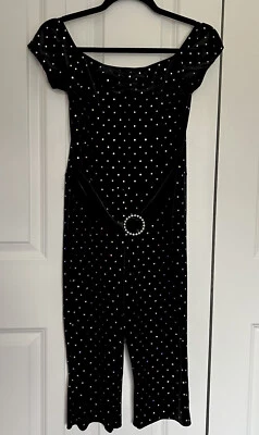 Mono Negro Terciopelo Plata Brillos Disfraz Halloween Baile Niña’s Talla XL Foto 1 de 4