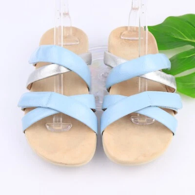 Vionic Women's Hadlie Sandal Size 12 Blue Silver Leather Slide Arch Support Shoe - Image 1 of 4