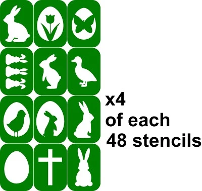 ADD POWER STENCILS Easter glitters tattoo stencil art glass etch drawing x 48