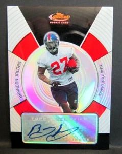 BRANDON JACOBS 2005 FINEST HOLOGRAM REFRACTOR#390/399 ROOKIE AUTO!GIANTS RB RC - Picture 1 of 2