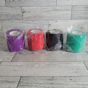 4 Pack 2 Inches Cohesive Bandage Self Adhesive Wrap For Hands, Wrists And More - Picture 1 of 9
