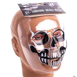 Funny Fashion See-Through Skull Face Halloween Plastic Adult Costume Mask, Bl... - Picture 1 of 4
