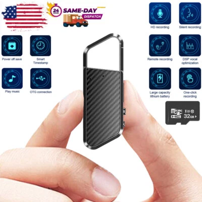 32GB Mini Hidden Digital Audio Voice Activated Recorder Smart MP3 Playback Small - Image 1 of 4