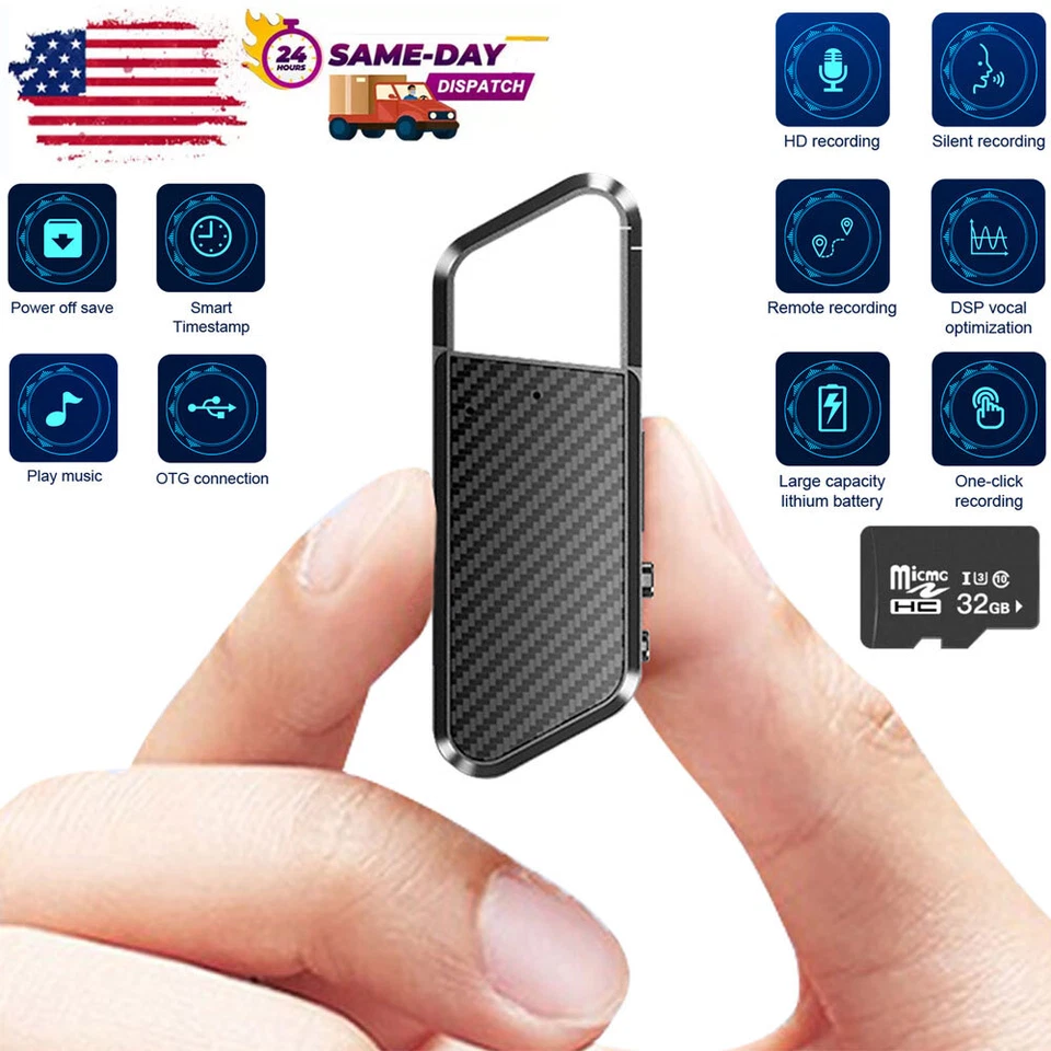 32GB Mini Hidden Digital Audio Voice Activated Recorder Smart MP3 Playback Small - Image 1 of 4