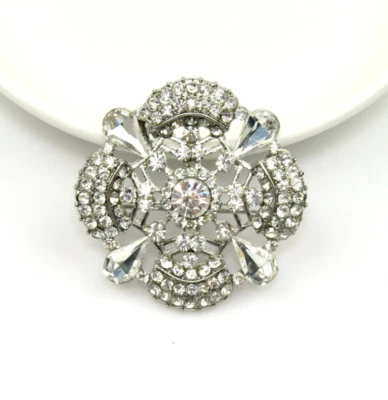 Broche de diamantes de imitación de cristal tono plateado broches estilo art deco prendedores de moda regalo Foto 1 de 4